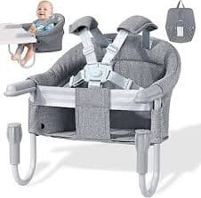 Orzbow Hook On High Chair, Folding Portable Baby Table Chair Booster Seat, Baby HighChair with Storage Bags, Easy Clip on Table Feeding Chair for Home, Restaurant and Travel (Gray): Buy Online at