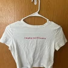 White Red Lettering Crop T-Shirt