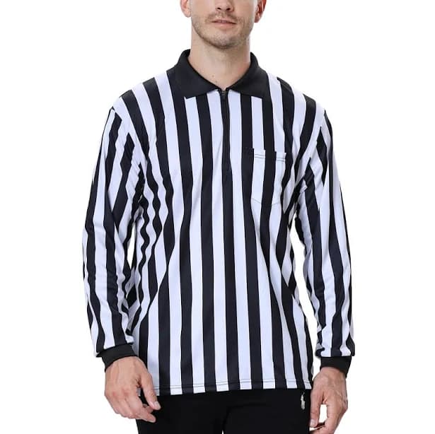 Toptie Men's Pro-Style Striped Referee Shirt