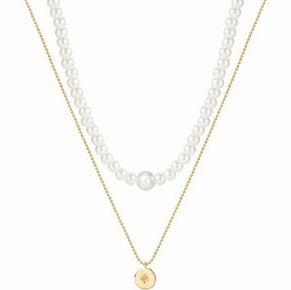 Glass Star and Faux Pearl Layered Necklace