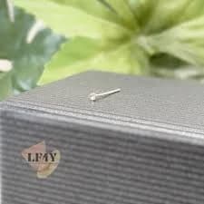 Tiny 1mm Crystal Sterling Silver Nose Pin Stud (24g)