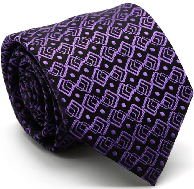 Men's Classic Geometric Necktie & Hanky Set