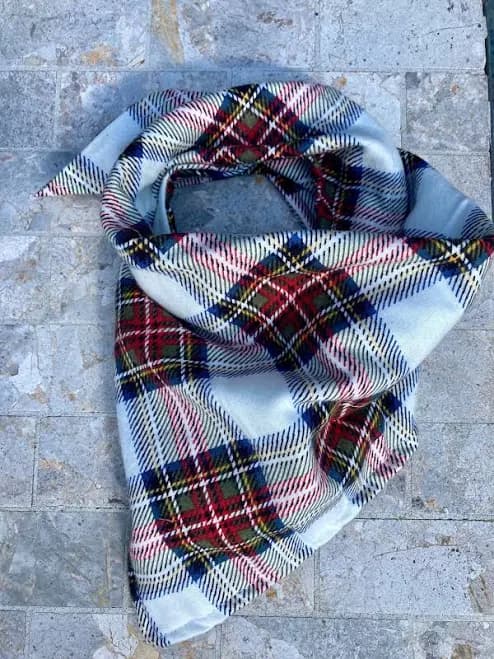 Holiday White Tartan with Red & Green Flannel Cotton Pet Bandana/Scarf