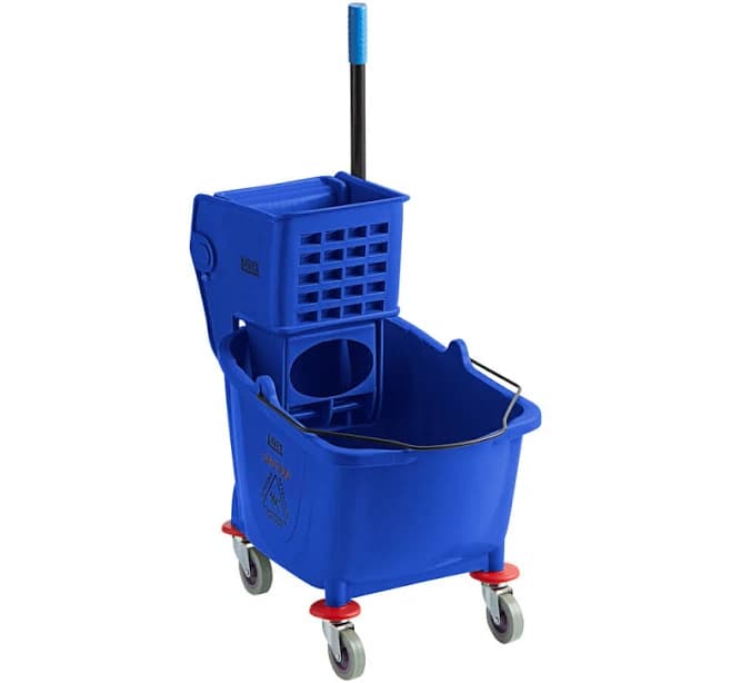 Lavex 35 Qt. Blue Mop Bucket & Side Press Wringer Combo
