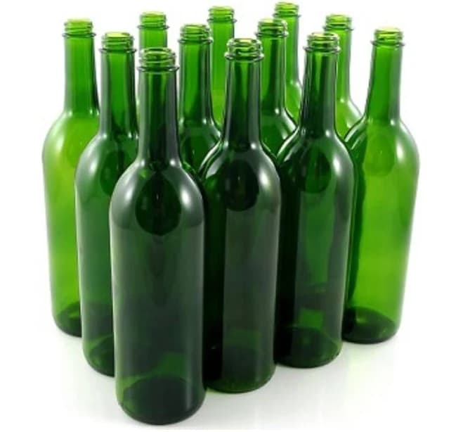 SCREW TOP WINE BOTTLES 750 ml EMERALD GREEN Glass Claret/Bordeaux Bottles, 12 per case, 28/400 CT Finish Includes Caps