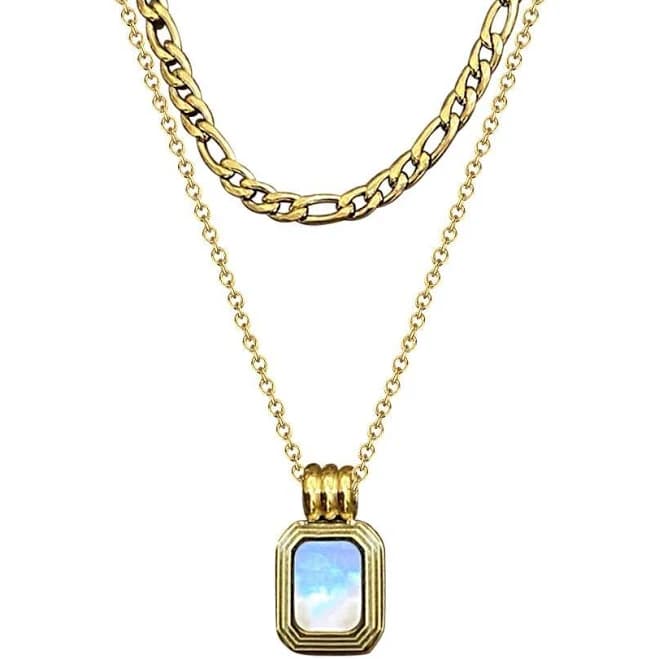 Vintage Gold Double Layered Mother of Pearl Necklace Set