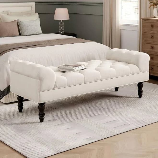 Christopher Knight Home 57.5" Button-Tufted End of Bed Bench