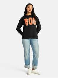 Women's Halloween Boo Graphic Fleece Sweatshirt from Way to Celebrate, Sizes S-XXXL - Walmart.com