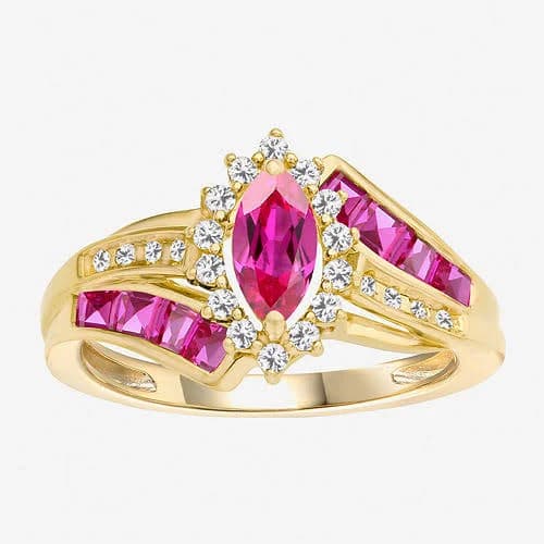 14K Gold Over Silver Lab-Created Gemstone Cocktail Ring
