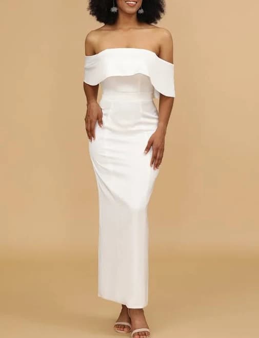 WEDTREND Women's Off The Shoulder Satin Bridesmaid Dress