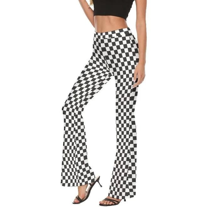Checkered Bell Bottom Flare Pants