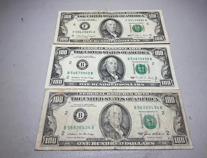 $100 US Currency, 85, 88, 90...3 notes in this lot....