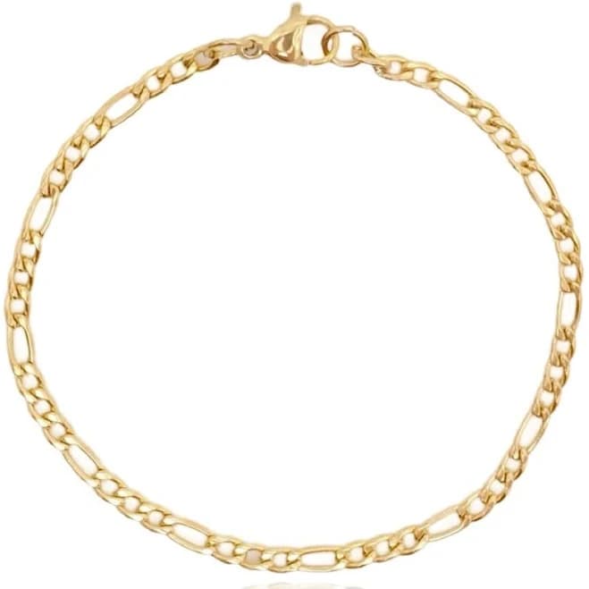 KIKICHIC 18K Gold Figaro Link Chain Bracelet