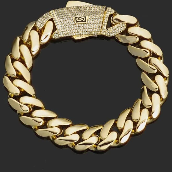 Gold Tone Cuban Chain Necklace Men Wide Link Heavy Bold Statement