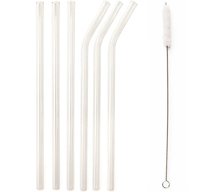Kikkerland Clear Glass Reusable Glass Straws