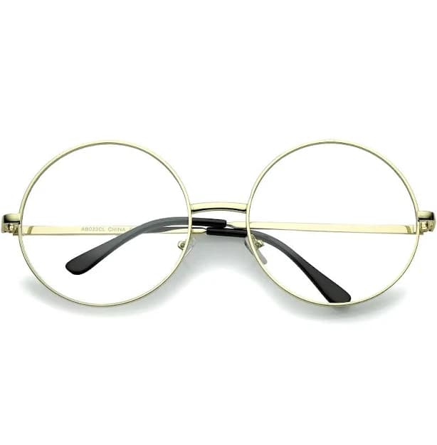 Oversize Metal Frame Round Eyeglasses