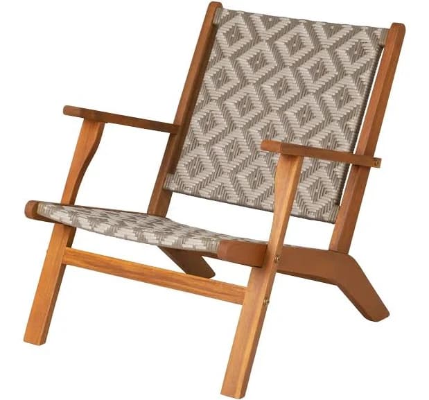 Vega Acacia Outdoor Chair in Diamond-Weave Wicker