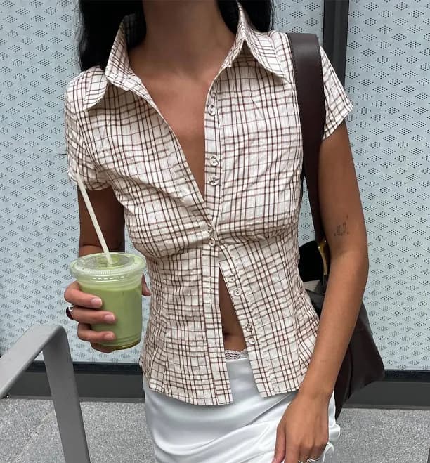 Princess Polly Lower Impact Check Blouse