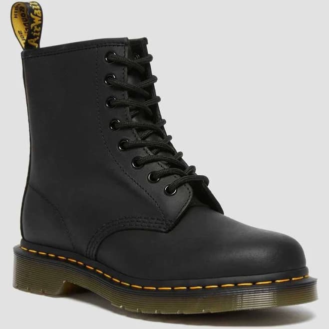 Dr. Martens, 1460 Greasy Leather Lace Up Boots in Black, Size M 13 - School Shoes