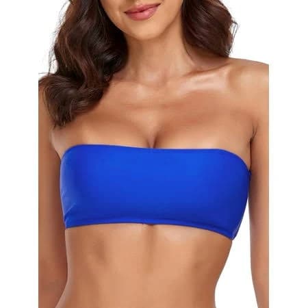 Relleciga Womens Strapless Bikini Top Tie Back Lace Up Bandeau Bikini Swimsuits for Women Sexy Bathing Suit Top Only
