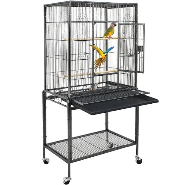 Large Bird Cage with Rolling Stand for Parakeets
