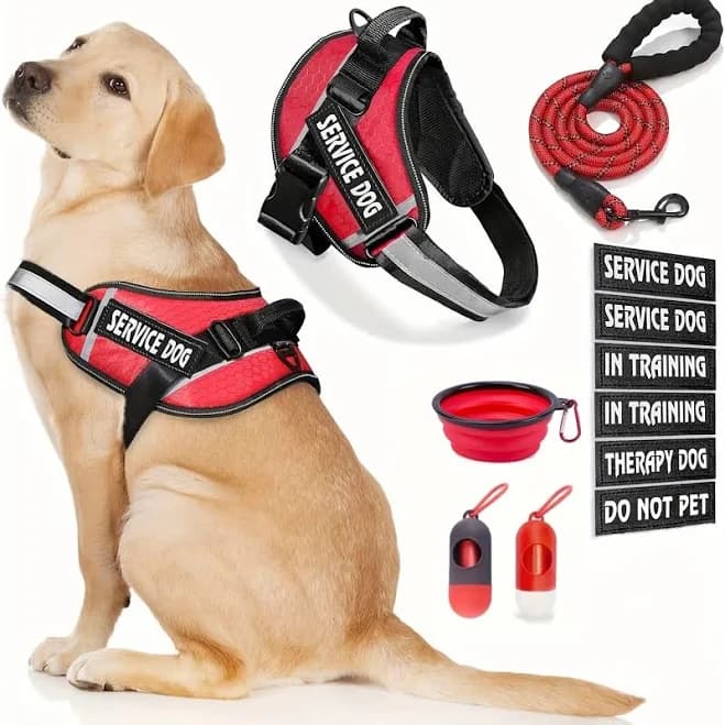 Emotional support Red dog vest, Esa dog vest, 11pcs Set Service Dog Vest, No Pull Dog Chest Harness And Leash Set, Dog harnesses clearance sale, Safe