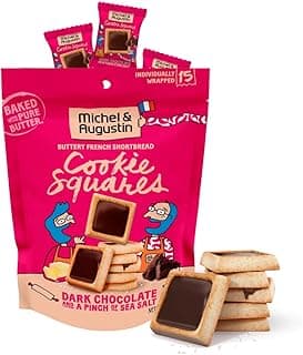 Michel et Augustin Cookies, Individually Wrapped Snacks, Gourmet Dark Chocolate & Sea Salt Shortbread, 15 French Butter Cookies