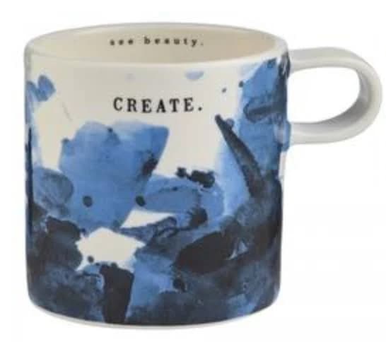 Rae Dunn Indigo Mug - "Create" Blue Watercolor