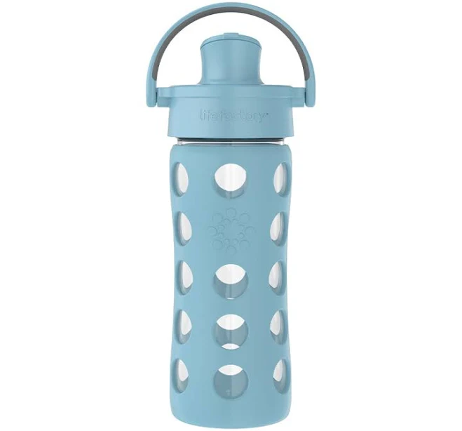 Lifefactory 12-Ounce Glass Water Bottle with Active Flip Cap and Protective Silicone Sleeve