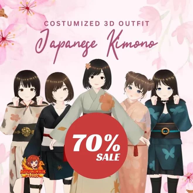 VRoid Kimono Outfit Pack | 3D Anime Avatar Yukata Set