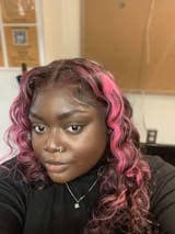 Black Hair Wig With Pink Highlight Stripes 100% Real Human Hair Wig – SULMY