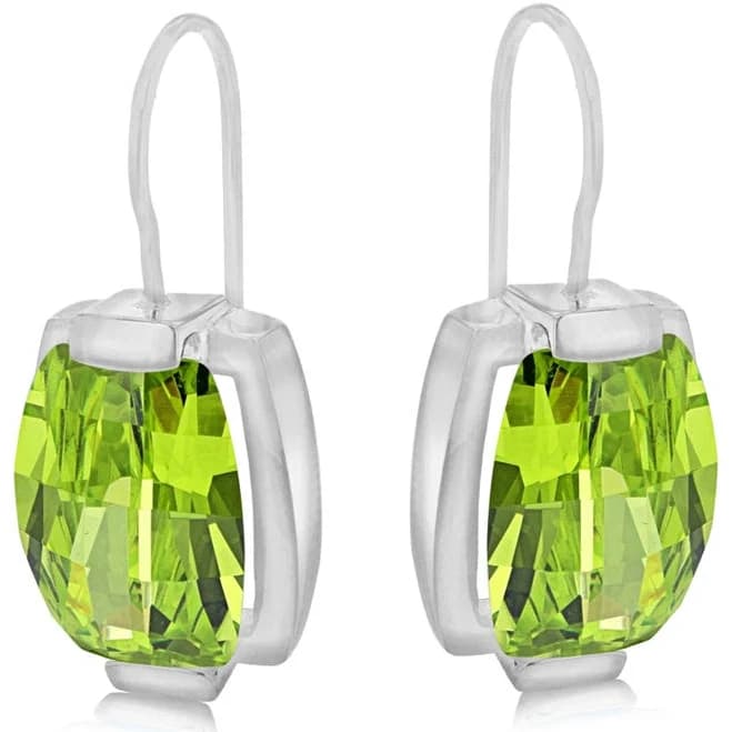 Sterling Silver Peridot Rectangle Stud Earrings