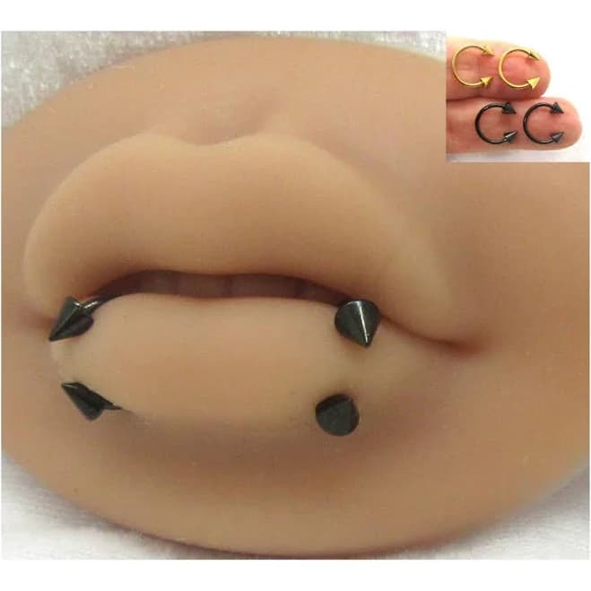 14g 16g Black Gold Snake Bites Labret Lip Rings