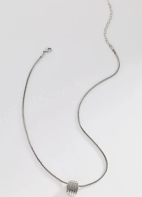 Anthropologie Textured Silver Pendant Necklace
