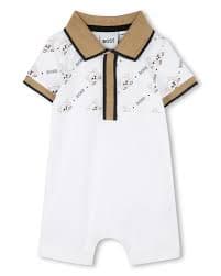 Beige Colorblock Logo Shortie - kids atelier
