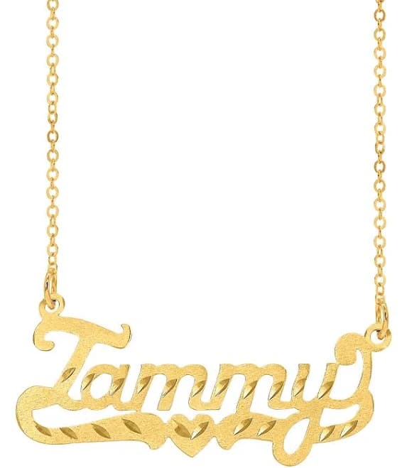 Personalized Name Necklace with Heart and Tail