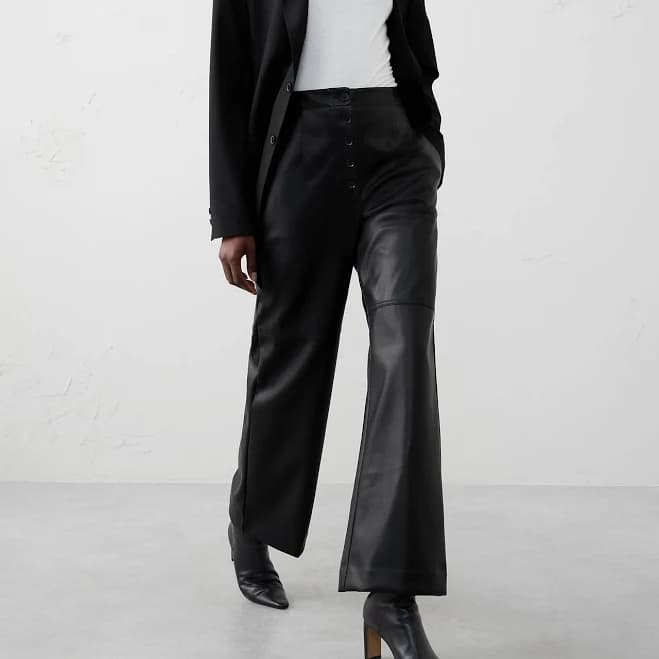 Women's Wide-Leg Ultra High-Rise Vegan Leather Pant