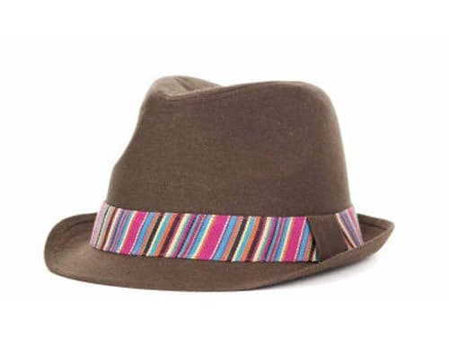 Men's Linen Bright Band Fedora Trilby Fashion Dress Brown Hat Cap