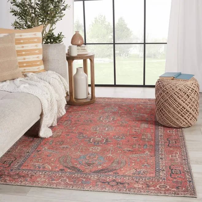 Machine Washable Brixey Oriental Red Area Rug Birch Lane Rug