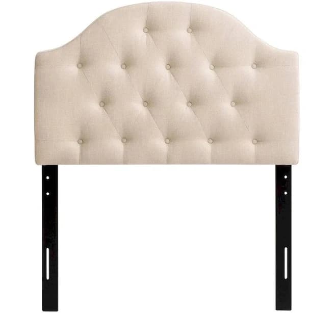 CorLiving Calera Dark Grey Diamond Button Tufted Fabric Arched Panel Headboard
