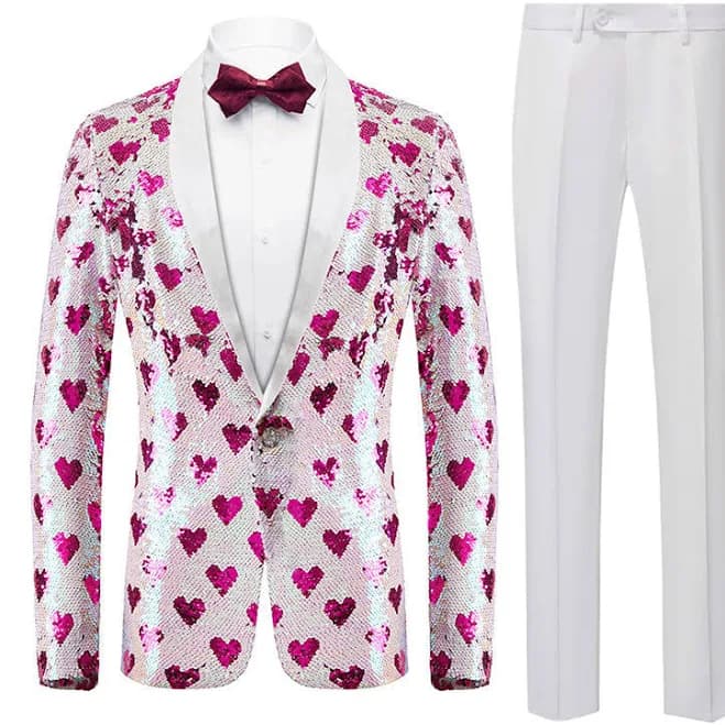 Tuxedo Action Men's Rosy Hearts Sequin Tuxedo Jacket