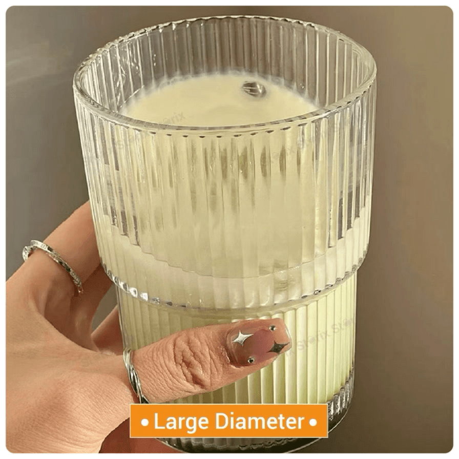 Vertical Transparent Striped Glass Cup with Lid and Glass Straw | eBay