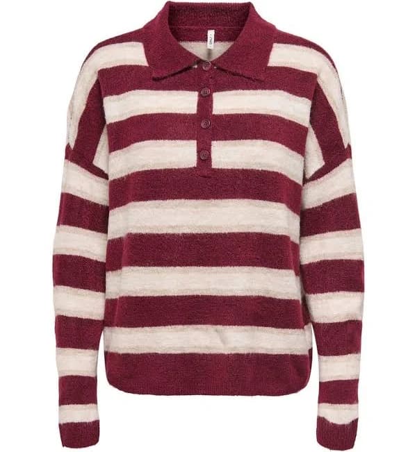 ONLY Stripe Knitted Polo Jumper