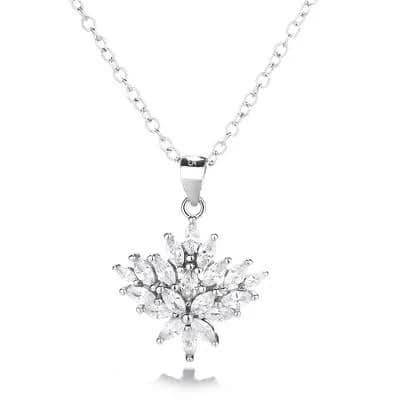 Amy and Annette 18K Gold Plated Sterling Silver Cluster Crystal Pendant Necklace