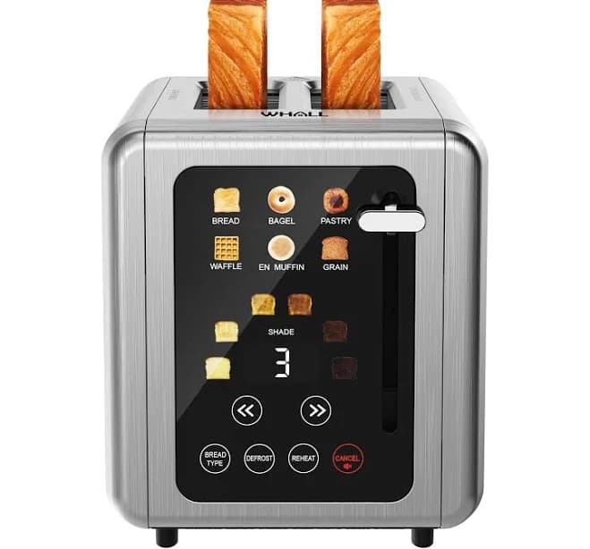 Touch Screen Toaster 2 Slice, Stainless Steel Digital Timer Toasters with Sound Function, Smart Extra Wide Slots Toaster with Bagel, Cancel, Defrost (silver)