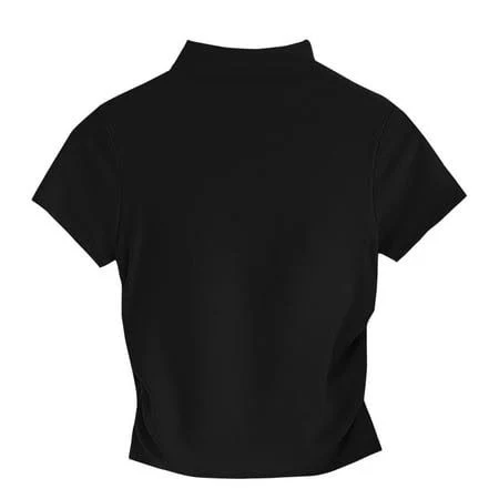 Lovskoo Women's Mock Turtle Neck Slim Short Sleeve T Shirt Ruched Tight Crop Tops Tee Summer Tops for Women 2024 Black XL