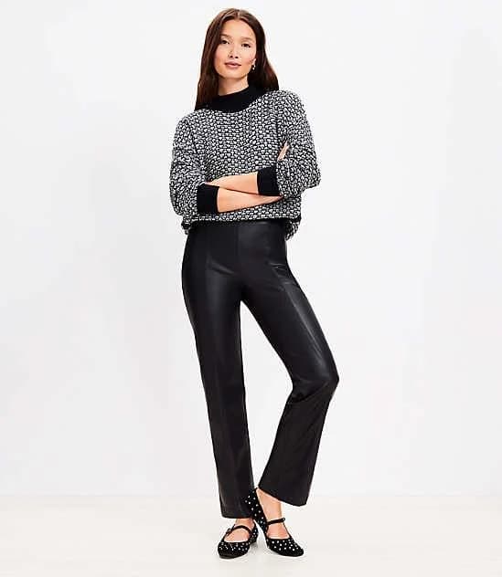 Loft Women's Faux Leather Straight Pants
