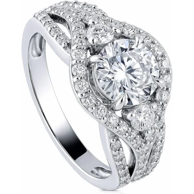 BERRICLE Women's Sterling Silver 1.25ct Cubic Zirconia 3-Stone Wedding Engagement