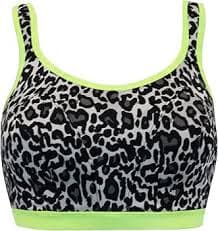 Pour Moi Women's Energy Strive Wireless Sports Bra, 97010, Leopard/Lime, 34DD at Amazon Women's Clothing store