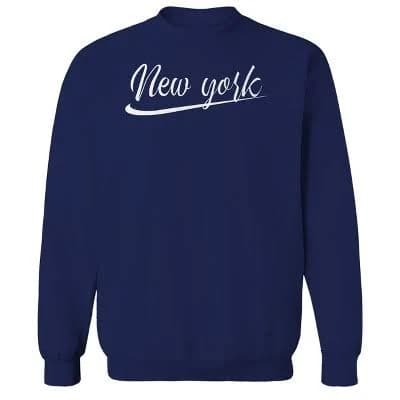 Rerun Island Men's New York Script Underline Long Sleeve Cotton Sweatshirt